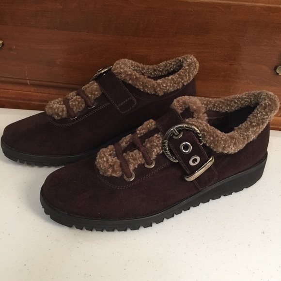 Stuart Weitzman Fur Lined Suede Shoe | Ankle Boot - Picture 2 of 16